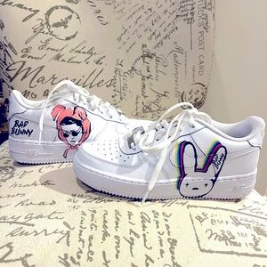 🔥 Bad Bunny Lovers Air Force One Size8-8.5 Woman, 6.5Y and 6.5 Men.